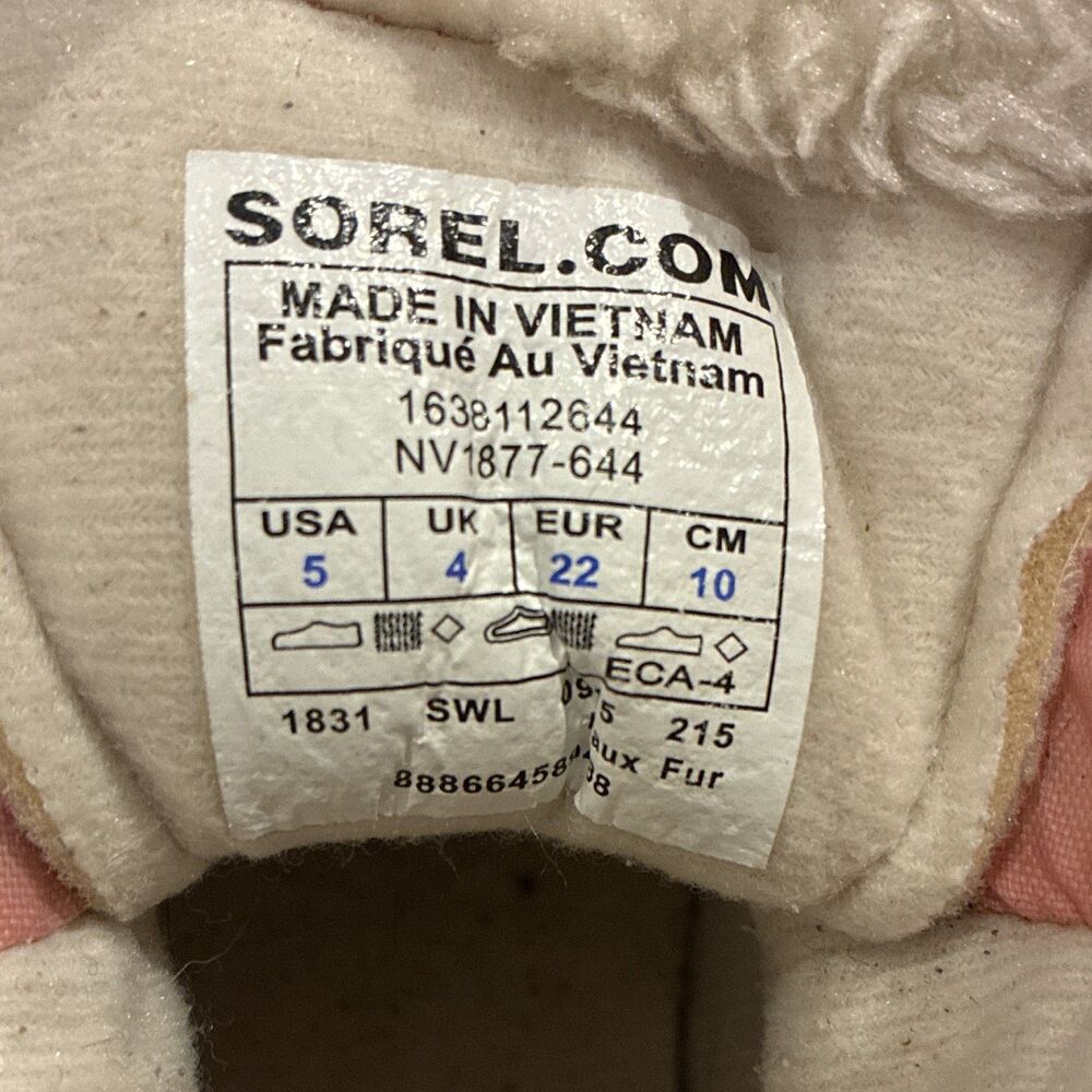 Sorel Snow Commander Kids Snow Boot Ankle Faux Fur US 5 EU 22 NV1877-644 - Picture 5 of 6